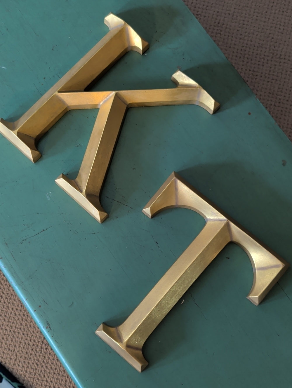 Gold Decorative Letters T and K - Set of 2 Dorm Decor Gallery Wall